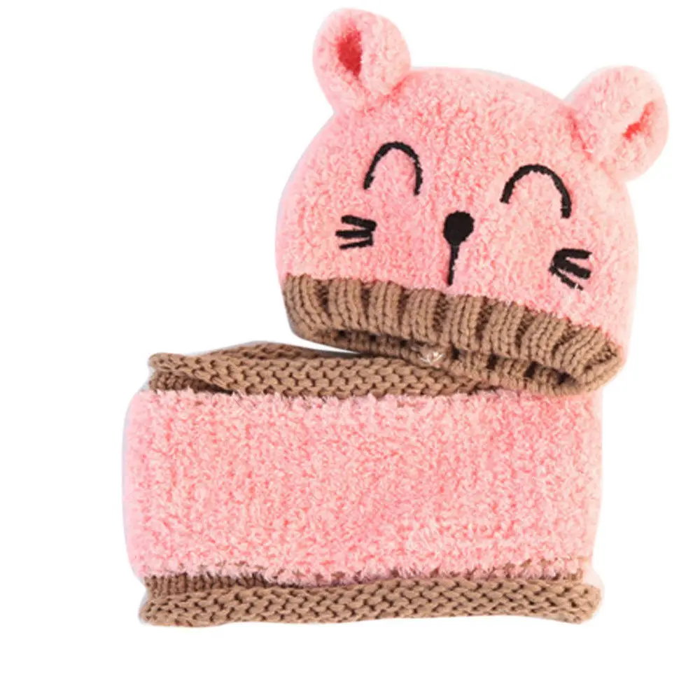 Adorable Hotest Toddler Infant Baby Girls Boys Warm Hat Winter Hooded Scarf Ear flap Knitted Cap Cute Gift Suit For 1-3 T | Детская