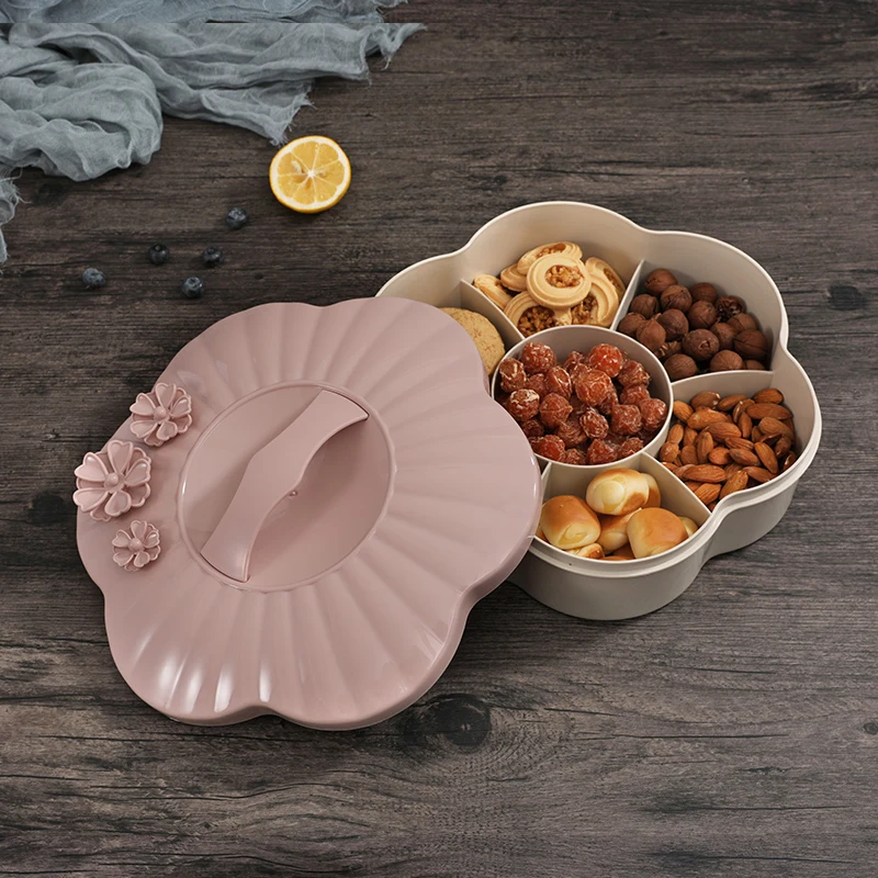 

Divided Storage Box Nut Box Snack Tray With Handgrip Combination Box Holiday Gift Snack Organizer