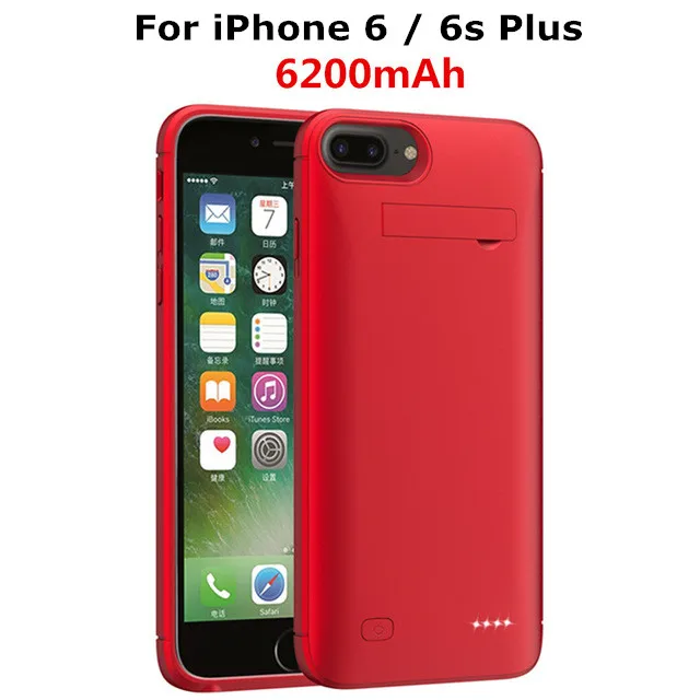 5200 мА/ч, Портативный Батарея Зарядное устройство чехол для iPhone 8 Plus/7/6s Мощность Bank зарядное устройство чехол для iPhone 8 Plus/7/6s/6 Plus, Батарея чехол - Цвет: Red For 6 6s Plus