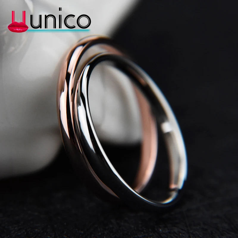 UUNICO ( 2 MM ) 2018 Promotion Titanium Steel Rose Gold Color Anti-allergy Smooth Couple Wedding Ring Woman Man Fashion Jewelry. | Украшения
