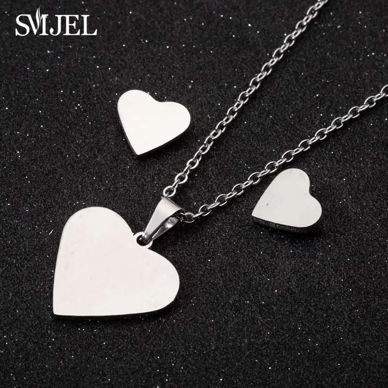 Heart Necklaceset SMJEL, ожерелье из нержавеющей стали для мамы и ребенка, набор, ожерелье для мамы и мамы, серьги для детей, ювелирные изделия для детей, Прямая поставка - Окраска металла: Heart Necklaceset