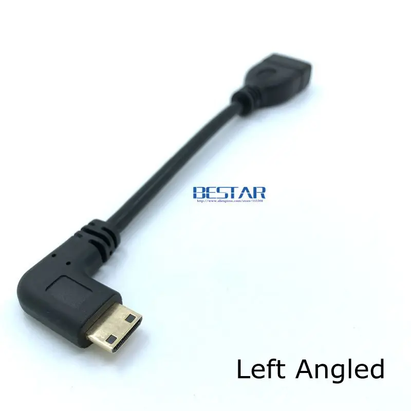 Вверх вниз правый левый угловой мини HDMI к штекер-гнездо кабель 10 см для ноутбука