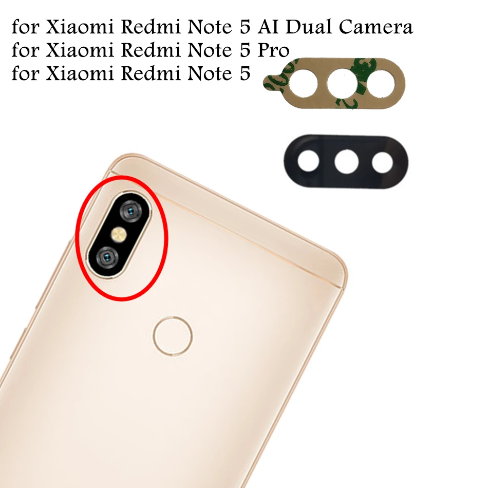 2 шт. для Xiaomi Redmi Note 5 Pro Камера Стекло Задняя крышка объектива Камера Стекло с помощью клейкой ленты 3м подходит для устройств Redmi Note 6 Pro/7 Pro ремонт Запасная часть