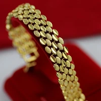 wide wrist chain solid yellow gold filled womens mens bracelet drop design