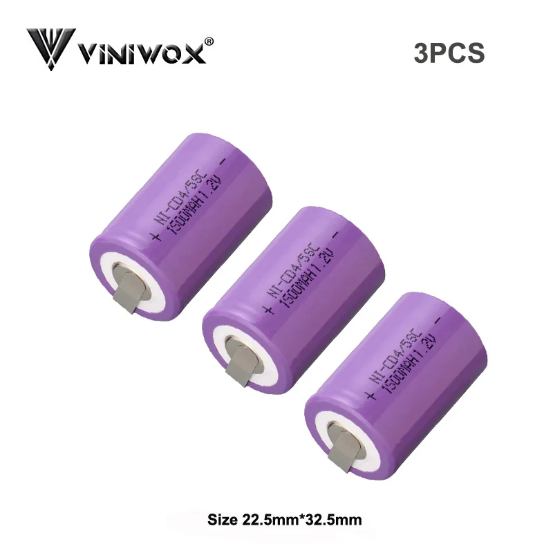Аккумуляторные батареи 1500mAh Ni-CD 4/5SC 1,2 V для электрический фонарик вентилятор Электроинструмент никель кадмиевая батарея сотовые все инструменты аккумулятор - Цвет: 3PCS
