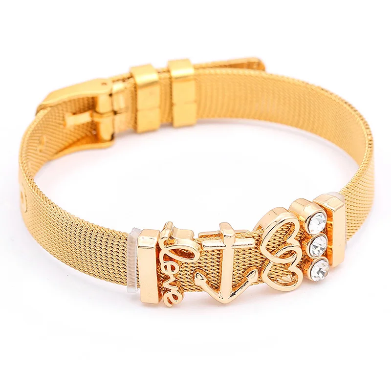 Модный розовый золотой цвет из нержавеющей стали сетчатый Браслет Набор