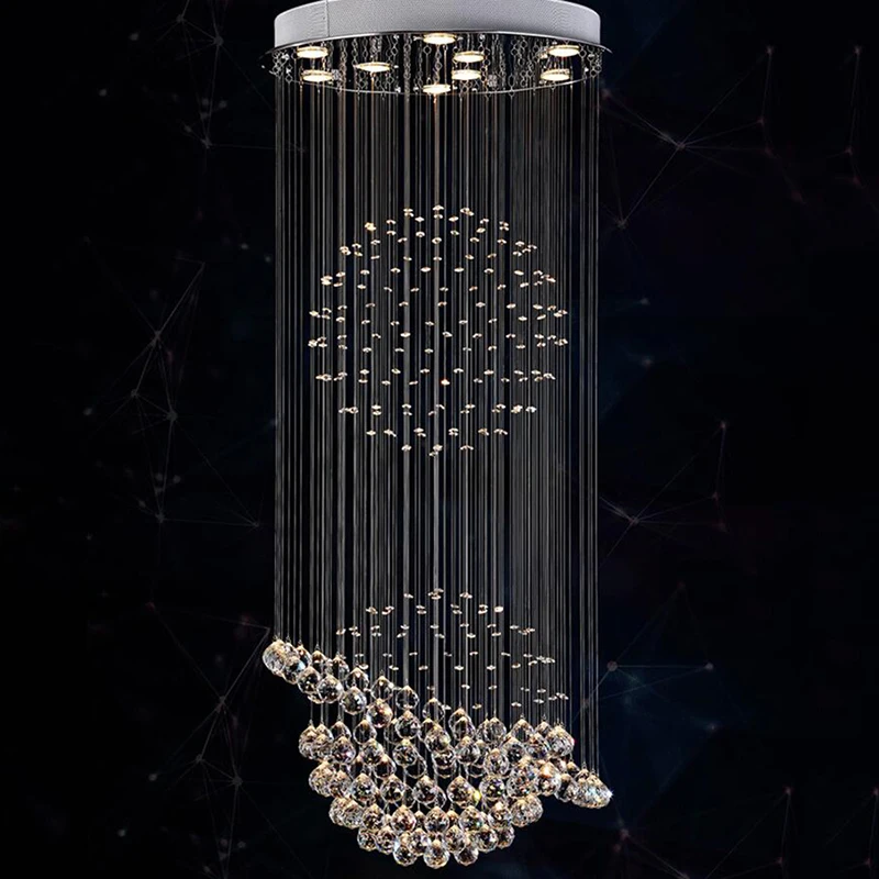 安い Jmmxiuz現代の簡単なスパイラルクリスタルシャンデリア3ボールシャンデリアホームクリスタル照明led省エネシャンデリア