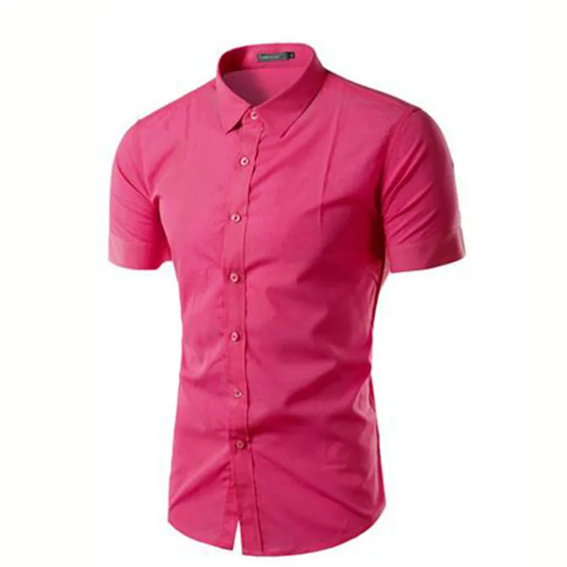 Лидер продаж Летние повседневные рубашки с короткими рукавами Camisa однотонные