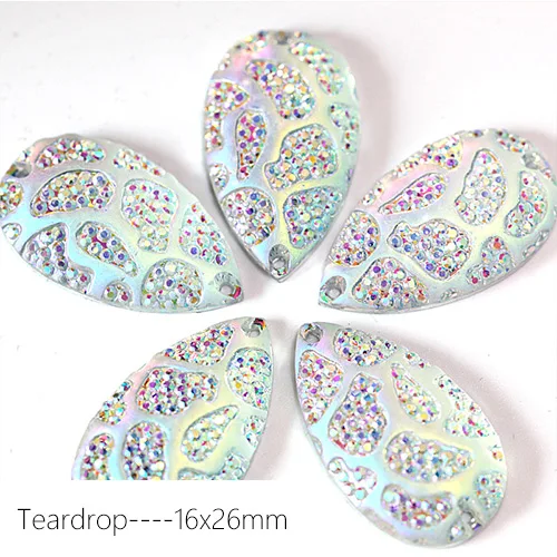 Teardrop-3 Большая распродажа! 50 шт. смешанные полимерные стразы для шитья, маркиза, блестящие стразы с плоской задней стороной, цветные стразы для шитья, аксессуары для одежды, B1137 - Цвет: Teardrop-3