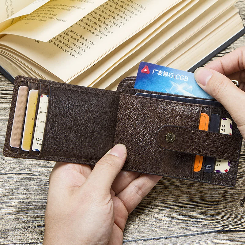 CONTACT'S Мини кошелек RFID для мужчин из натуральной кожи кредитных карт в винтажном