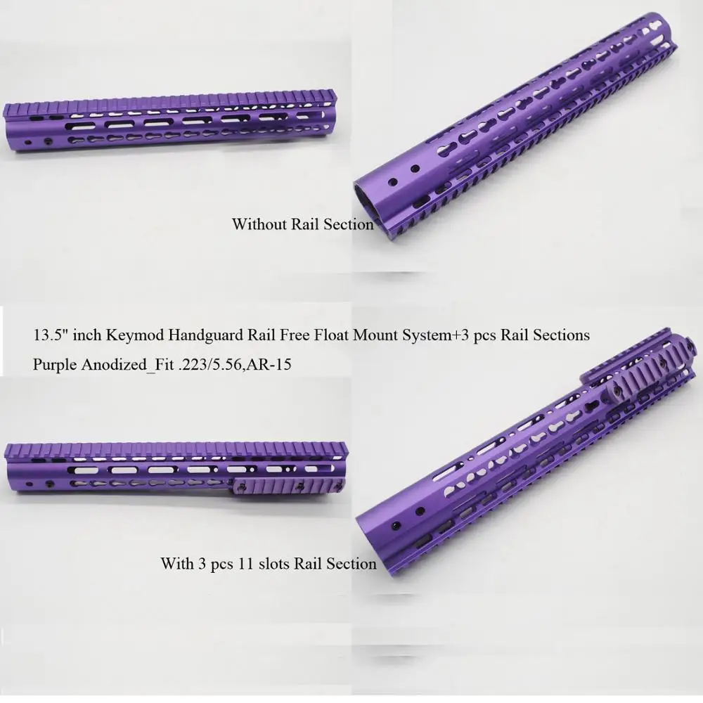 

TriRock 13,5 ''inch Keymod Handguard Rail Picatinny Free Float Mount System w/o 11 slot Rail серия _ фиолетовый анодированный