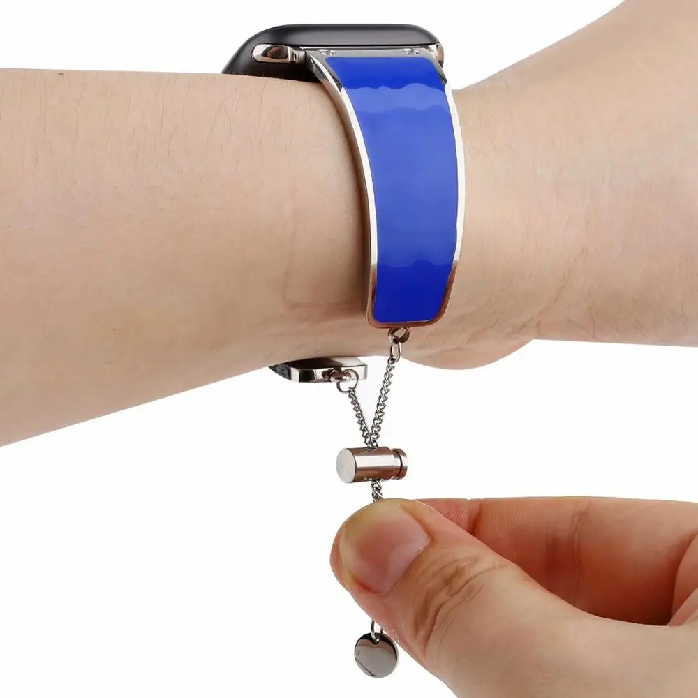 Синий браслет металлический ремешок для Apple Watch Series 4 44mm 3 2 1 42mm Серебряный Металл +