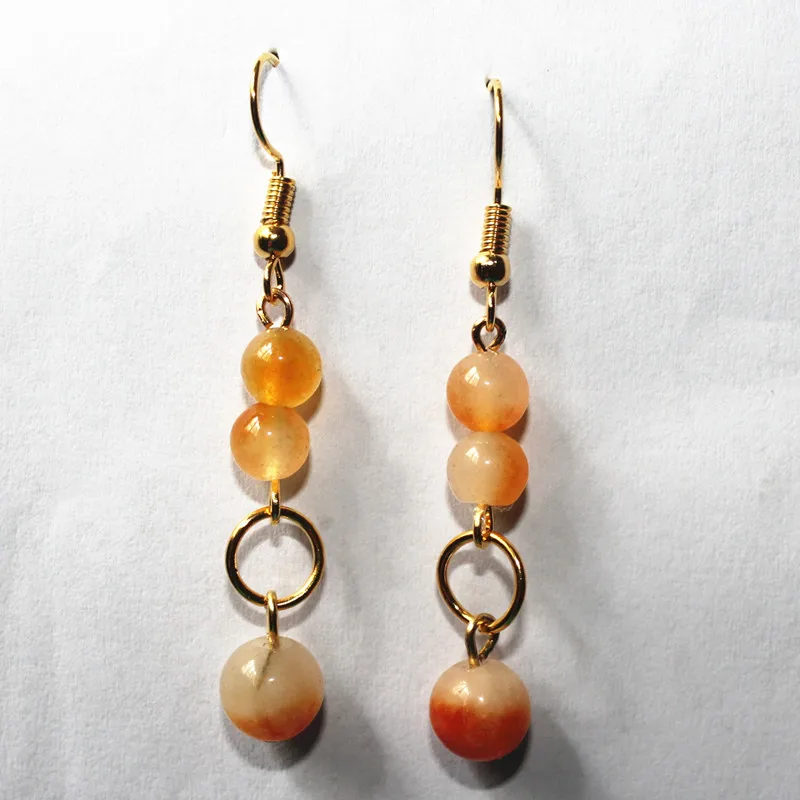 Разноцветные серьги из камня с гравировкой оранжевые ручной работы лазерная