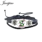 Мужской браслет JWEIJIAO в стиле панк, браслет из искусственной кожи с ривердэйлом, браслет из шнура, стеклянный кабошон, купол, ювелирные изделия MR09