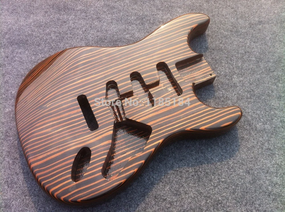 Free shipping one piece Zebrawood body electric guitar kits /unfinished guitar including hardware