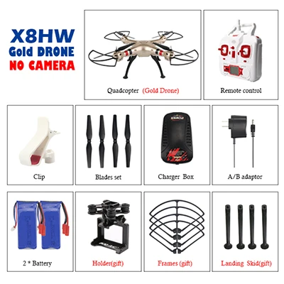 X8HW 2Battery SYMA X8W X8HG X8HW Квадрокоптер с дистанционным управлением Drone без каких-либо Камера 2,4G 6-осевой Радиоуправляемый вертолет может поместиться Gopro/Xiaoyi/SJCAM VS MJX B3 B6 - Цвет: X8HW 2Battery