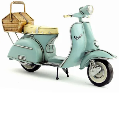 blue with box Vespa модель розовый синий vintag 1955 Италия старый автомобиль металлическая игрушка 2 колеса мотоцикл 1:12 Модель двигателя для bjd Blyth кукла фотография - Цвет: blue with box