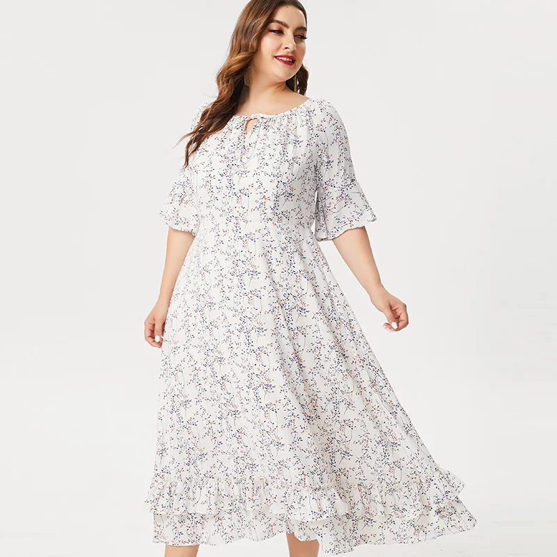 MG 2019 летнее женское шифоновое платье размера плюс модные вечерние платья с