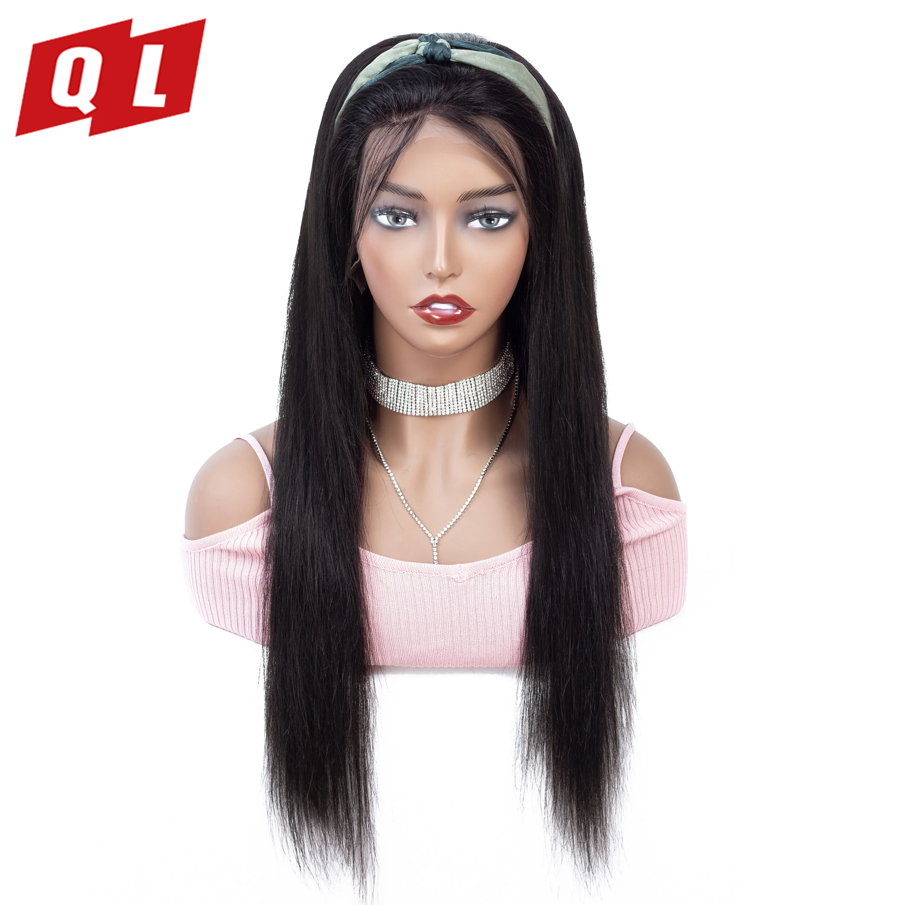 QLOVE 13*4 парики на шнурках бразильские прямые человеческие волосы натуральный цвет