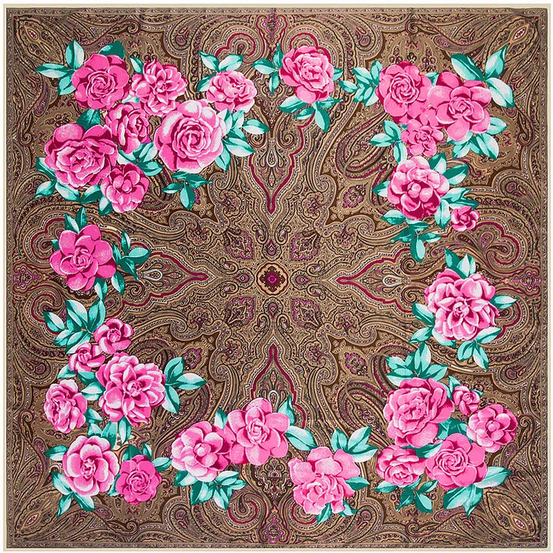 Pretty Camellia 130*130cm twill silk scarf women square scarves new style tassel lady spring fashion female party |