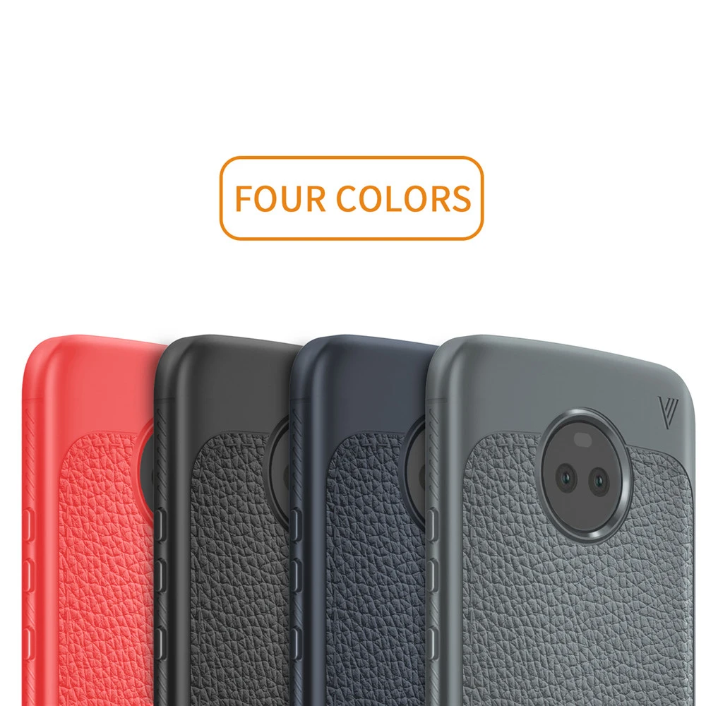 Силиконовый ударопрочный чехол для Motorola Moto X4 Litchi зернистая кожа Мягкий ТПУ