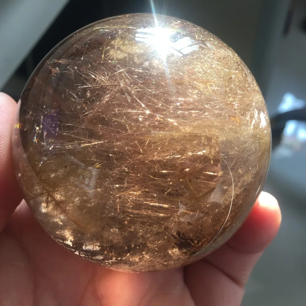 2019 Home Decor Stone Healing Crystal Balls 65mm Natural Rutilated Quartz Sphere Decorative Ornaments | Дом и сад