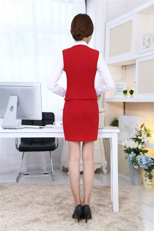 Новый Модный тонкий дизайн формы 2015 весна осень деловые рабочие костюмы жилет +