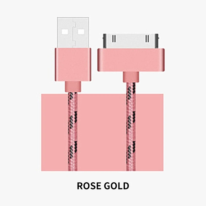 Rose gold 30 Pin USB кабель 2.4A Быстрая зарядка зарядное устройство адаптер синхронизации данных код для iPhone 4 4S 3g S 3g iPad 1 2 3 iPod Nano itouch - Цвет: Rose gold