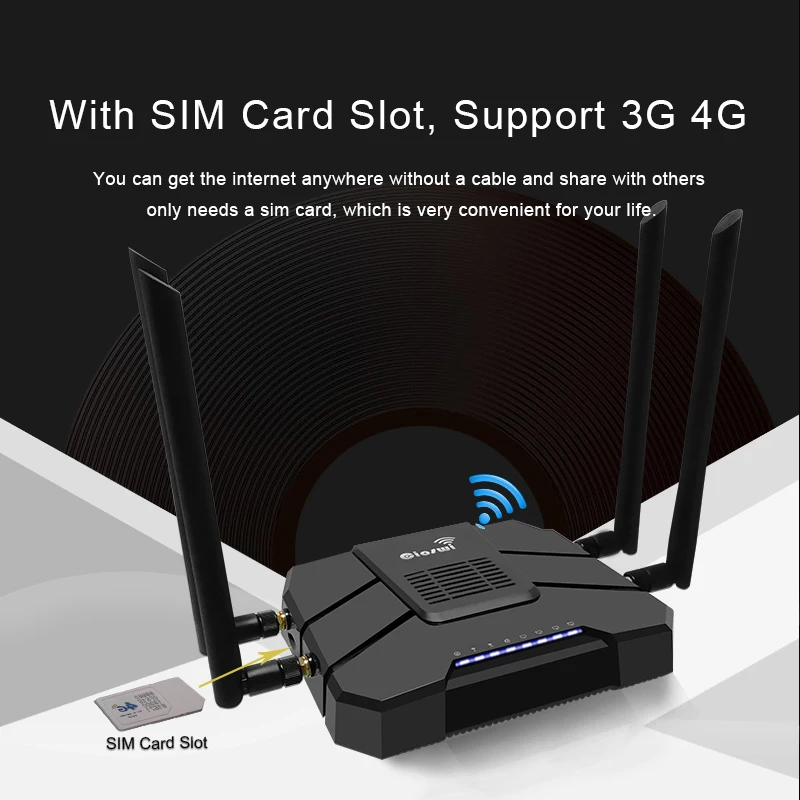 

Cioswi WE1326 3 г 4G модем с Sim card slot двухдиапазонный маршрутизатор MT7621A wifi роутер 802.11AC 5 ГГц Wi-Fi wifi репитер с 4 внешних антенн