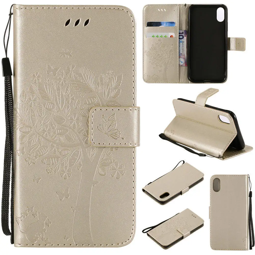 Gold-Tree Кожаный бумажник-книжка чехол для iPhone X XS MAX XR 6 7 8 Plus 7 P 8 P 5 5S SE карта Solt Телефон чехол для iPhone X 7 8 7+ 5s 6s Funda - Цвет: Gold-Tree