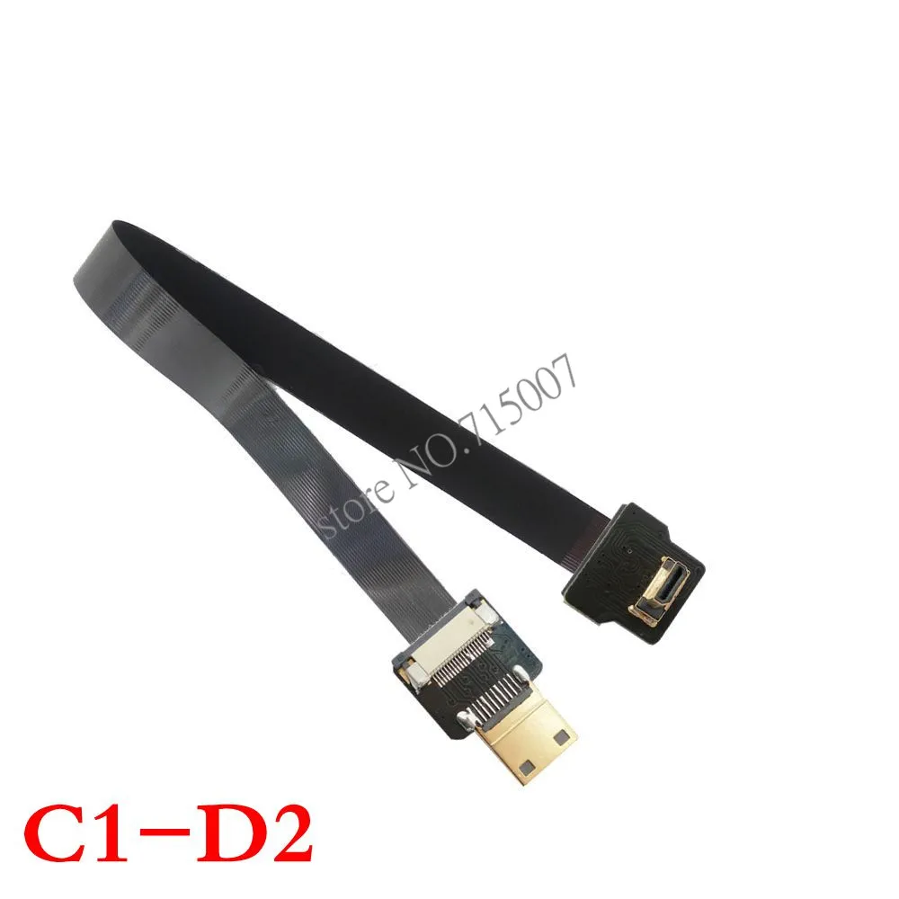 5 см 100 FPV Mini HDMI совместимый штекер до 90 градусов вниз Угловой FPC плоский кабель для