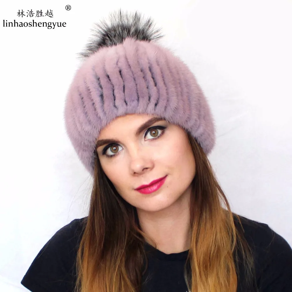 

Linhaoshengyue Real fur mink fur women fashion hat winter cap warm freeshipping