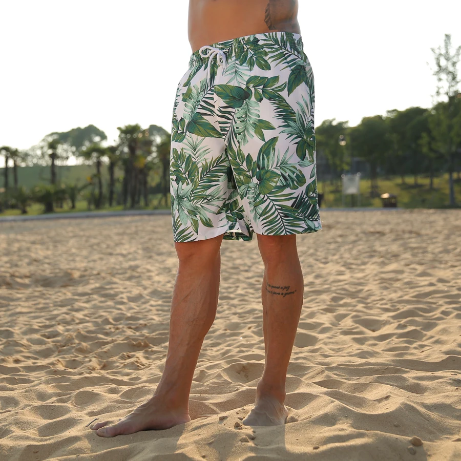 2018 NEW summer Mens Beach surf Board swim Shorts Sexy Leaves print Sweatpants shorts Sanya Quick Drying Swimsuits | Спорт и