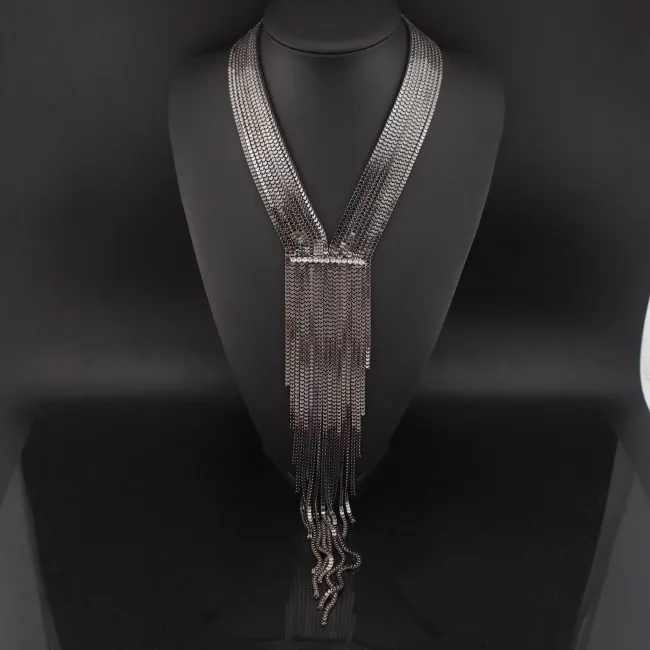 Женское длинное ожерелье MANILAI с цепочкой и кисточками украшенное стразами|bijoux