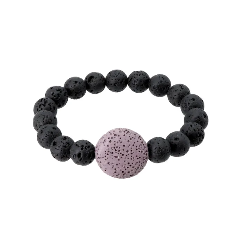 purple Круглый браслет из вулканических камней диффузор эфирного масла лава-рок регулируемый браслет из бисера для мужчин и женщин браслет-нитка с шармом - Окраска металла: purple