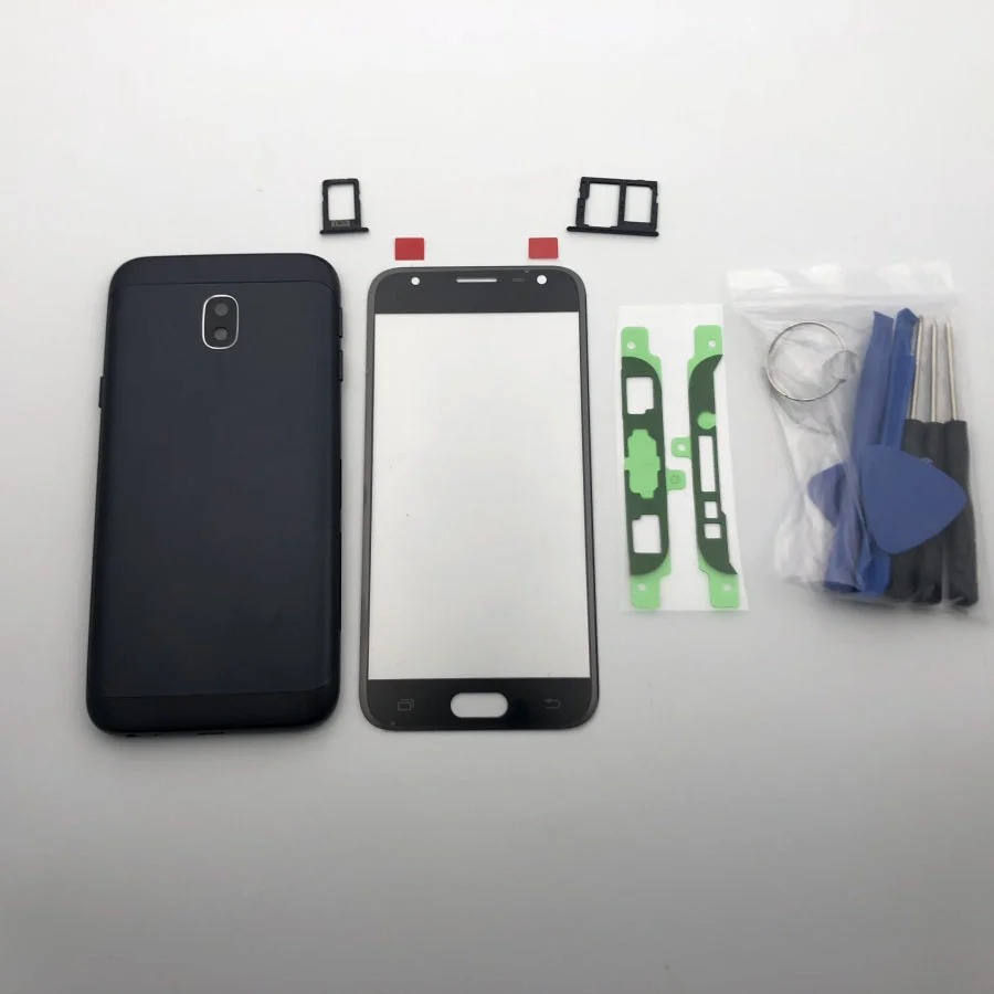 Алюминиевая задняя крышка для Samsung Galaxy J7 J7 Pro J730 J730F корпус+ задняя крышка батареи+ ЖК-Сенсорная панель экрана стекло