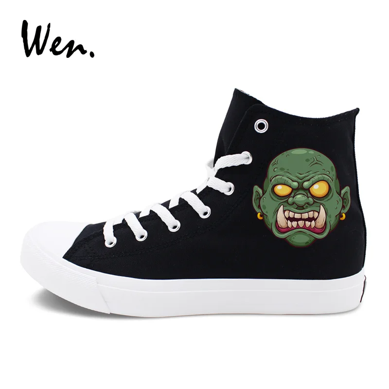Вэнь дизайн черные белые Стильные повседневные туфли с мультяшным рисунком