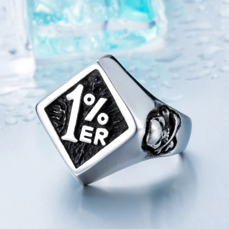 EVBEA Cool 316L Серебряный Байкер из нержавеющей стали 1% er череп кольцо мужские