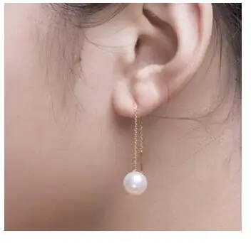 &gt&gtnoble jewelry new pair of 10-11 mm round south sea white pearl dangle earring 14k |