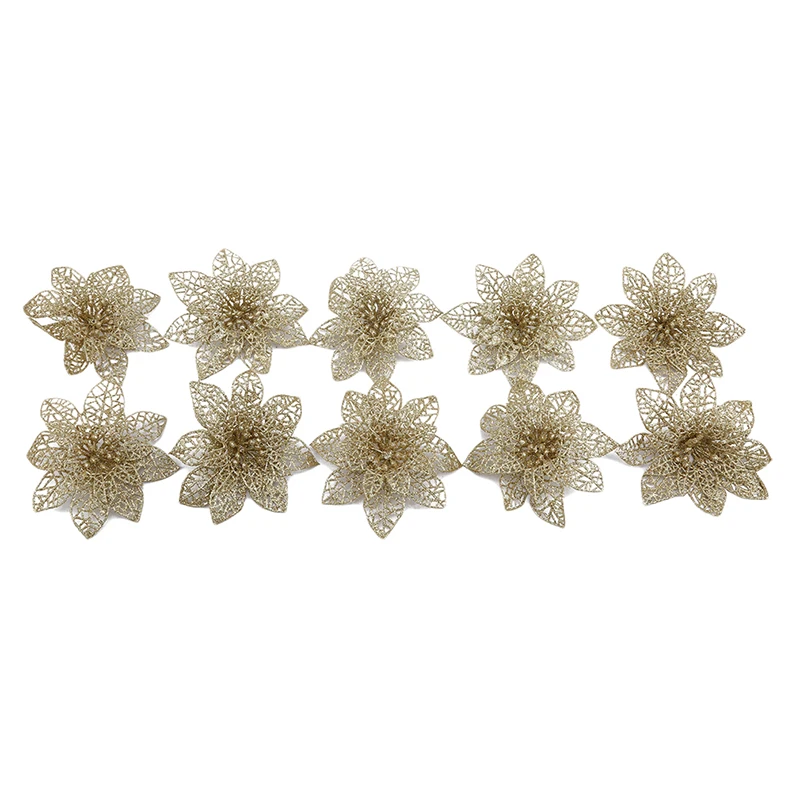 10 штук упак. блестящие Искусственные цветы к Рождеству украшения для дома