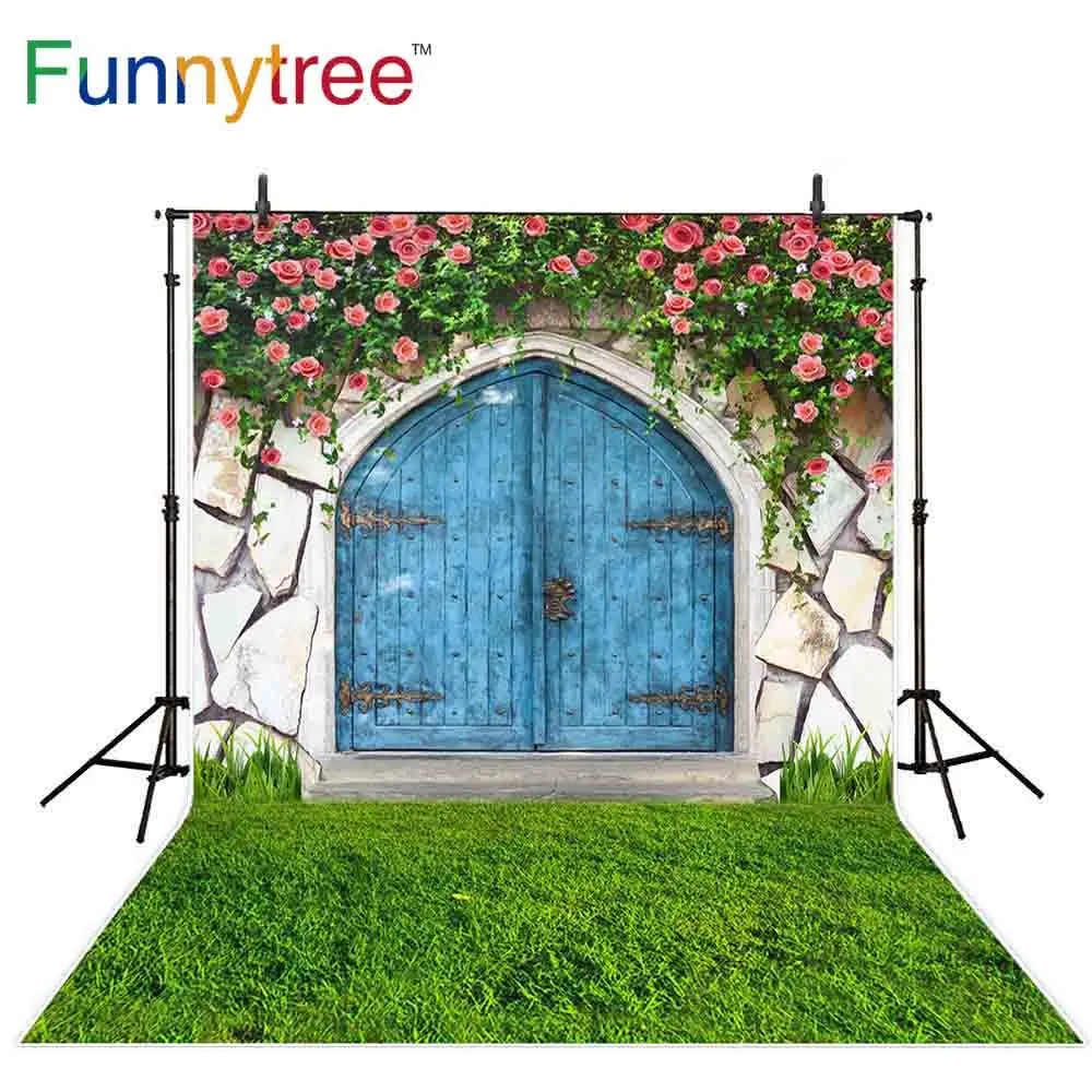 

Фотофон Funnytree с изображением цветов деревянной двери пастбища Свадебные весенние Фото фоны Фотофон фото студия реквизит