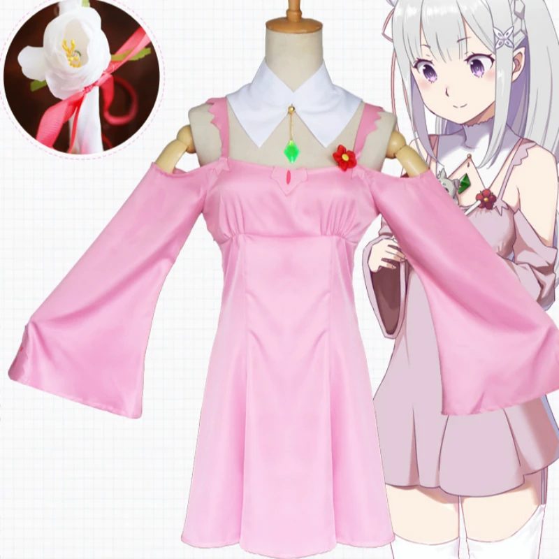Костюм для косплея с париком Amelia Re:Zero Kara Hajimeru Isekai Seikatsu Love Pink Girl костюм взрослых