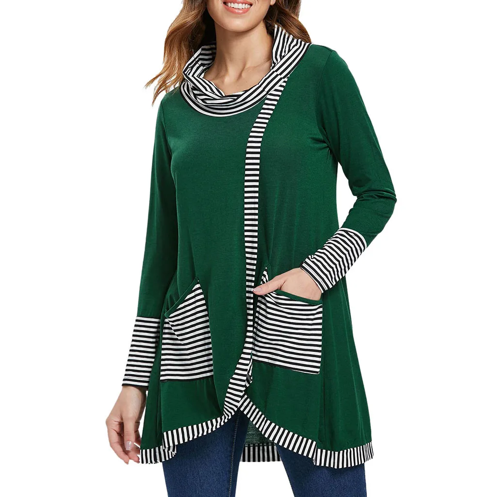 Plus Size Long Sleeve T shirt Women Vintage Patchwork Pockets T-Shirt Top Streetwear Korean Woman Clothes Womens Clothing