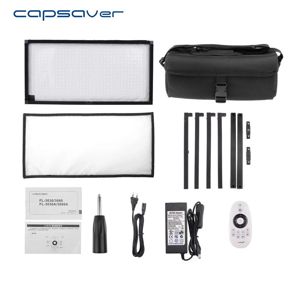 Capsaver FL-3060A светодиодный светильник для видео гибкий светильник для фотографии ing 3200 K-5500 K CRI90 двухцветный светодиодный светильник Панель с пультом дистанционного управления