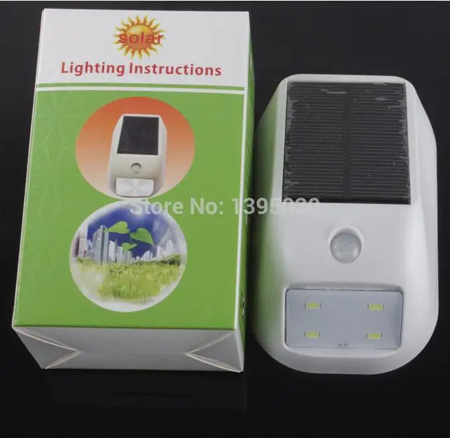 

1PC Solar wall lamp body induction 4LED high brightness outdoor courtyard fence lamp may illuminate