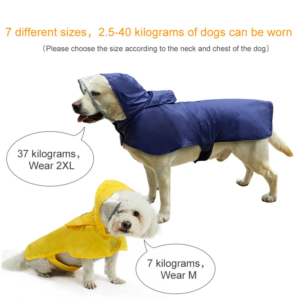 1pcs Large Dog Clothes Raincoat Waterproof Suits Dot Rain Cape Pet Clothing For Big Dogs Hooded Jacket Poncho Coat | Дом и сад