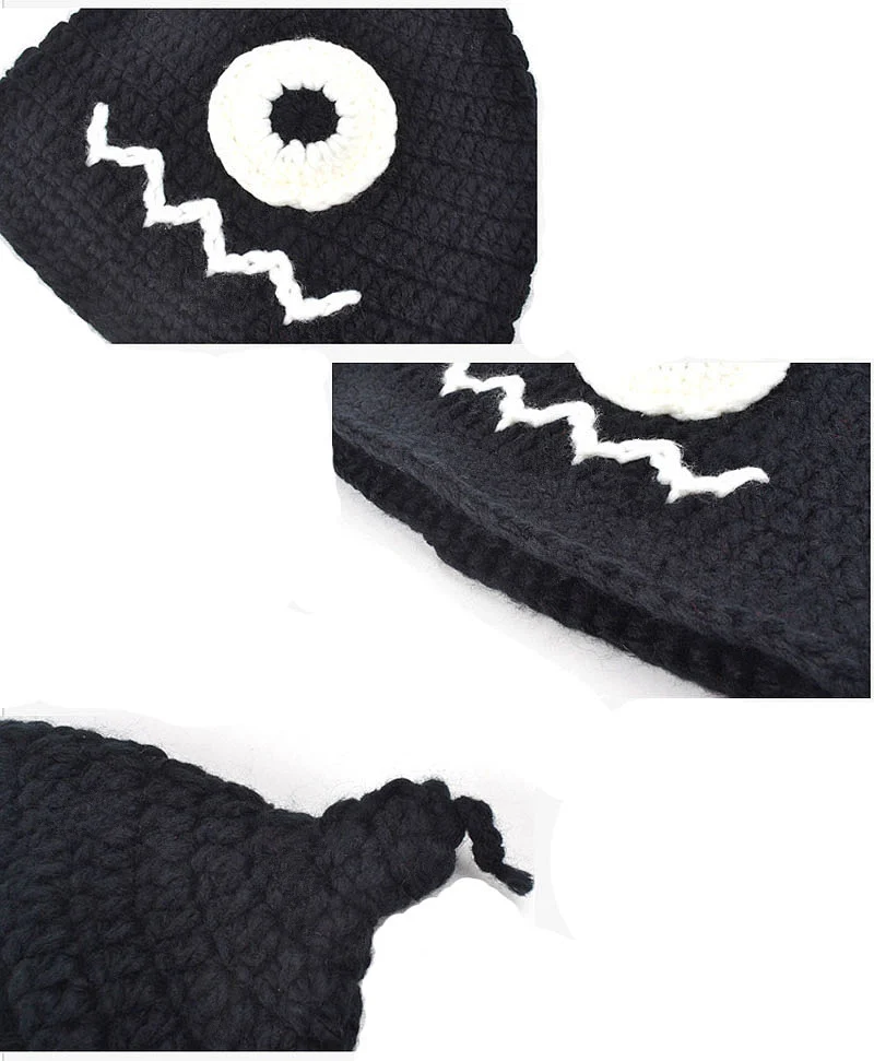 Зимние теплые забавные вечерние шапочки-бини Chapeau Gorros De Lana с большими глазами рот злой черный и красный цвета для женщин и мужчин вязаные шапки крутая Рождественская шапочка