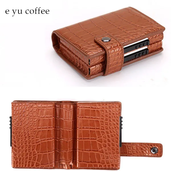 e yu coffee X-35C BISI GORO алюминиевый кошелек кредитный держатель для карт металлический с блокировкой RFID многофункциональный кошелек дорожный металлический чехол - Цвет: e yu coffee X-35C
