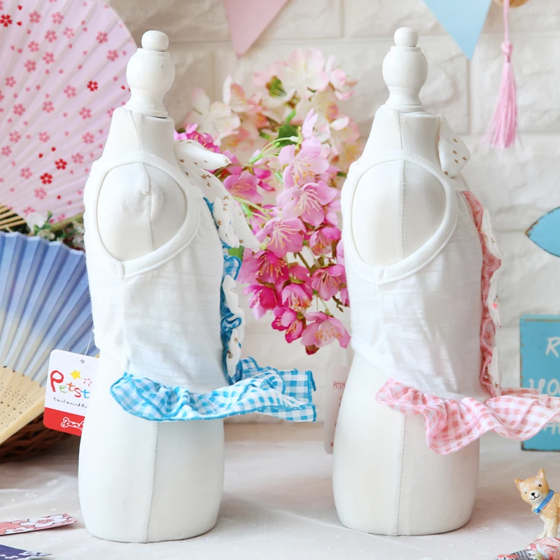 PETSTYLE летнее платье для собаки рубашка с бантом в клетку костюм щенка кота