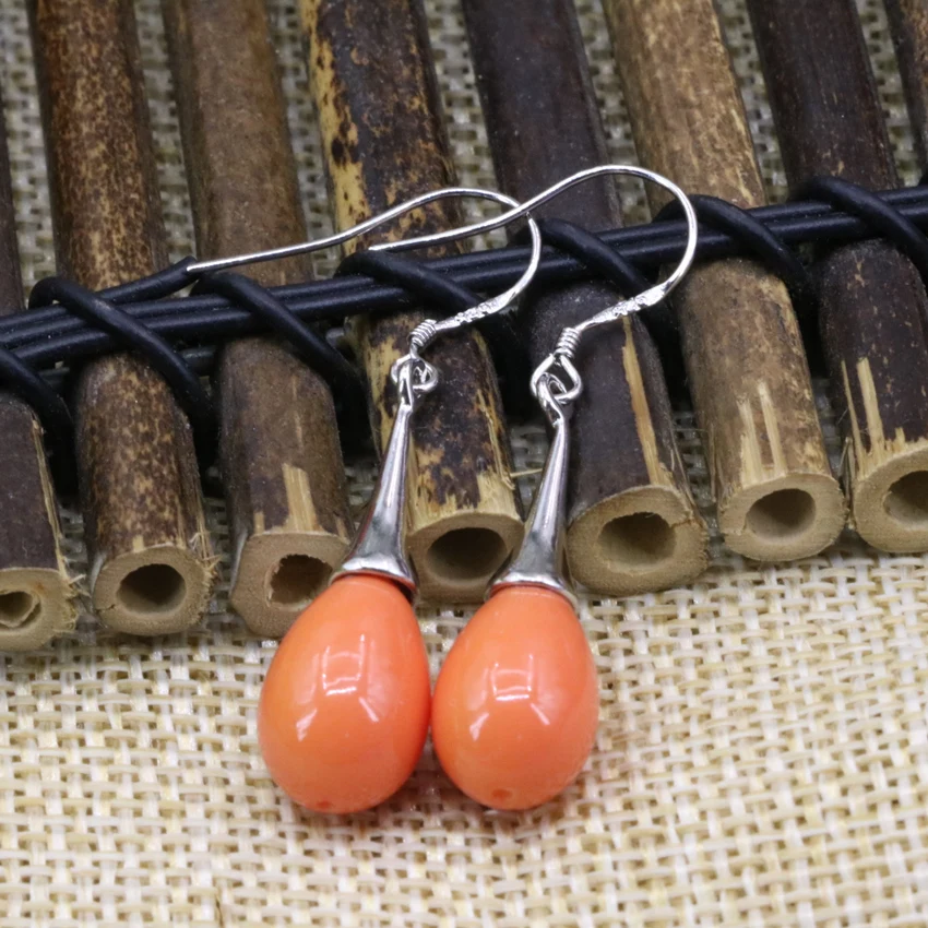 Elegant 9*13mm waterdrop orange baking paint glass beads dangle earrings for women long drop eardrop hot sale diy jewelry B3160|dangling women|dangle